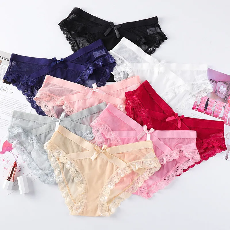 Seamless Mesh Sexy Bow Lace Underwear
