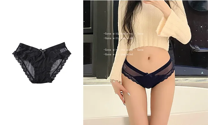 Seamless Mesh Sexy Bow Lace Underwear