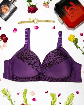 Sexy Cheetah Print Plus Size Bra - Purple