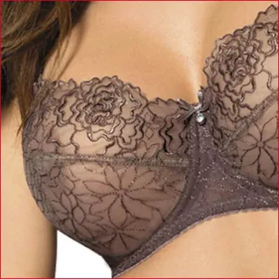 Sheer Lace Balcony Bra - Pamela Mocha by Gorteks Lingerie