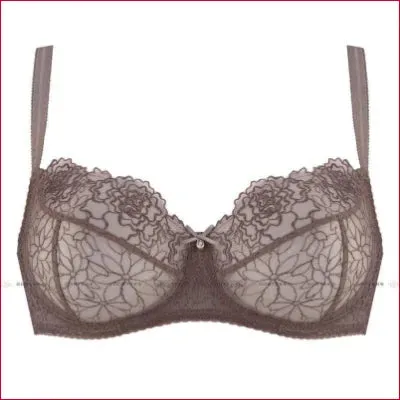Sheer Lace Balcony Bra - Pamela Mocha by Gorteks Lingerie
