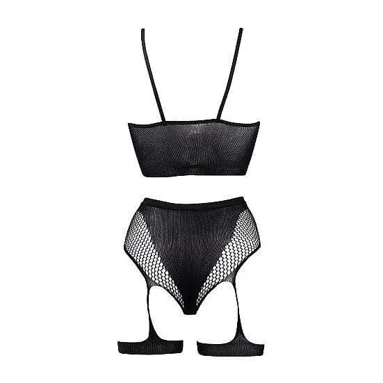 Shots Le Desir 2-Piece Bra Set With Garters Black O/S
