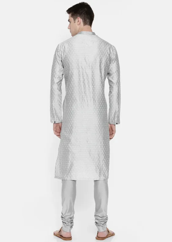 Silk Grey Jaquard Silk Kurta Set