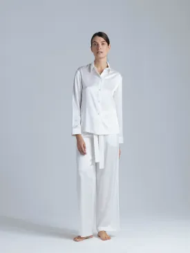 Silk Pajama Set 'Tyche' in Milk White