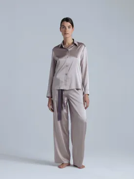 Silk Pants and Shirt Set 'Tyche' in Champagne Pink