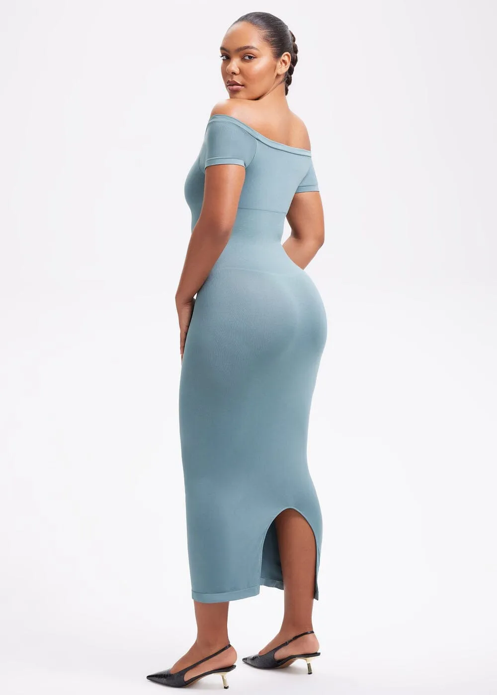 SnatchedKnit Off-Shoulder Midi Dress