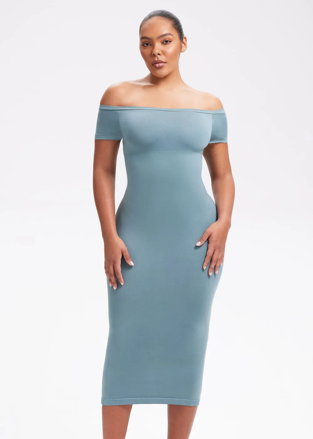 SnatchedKnit Off-Shoulder Midi Dress