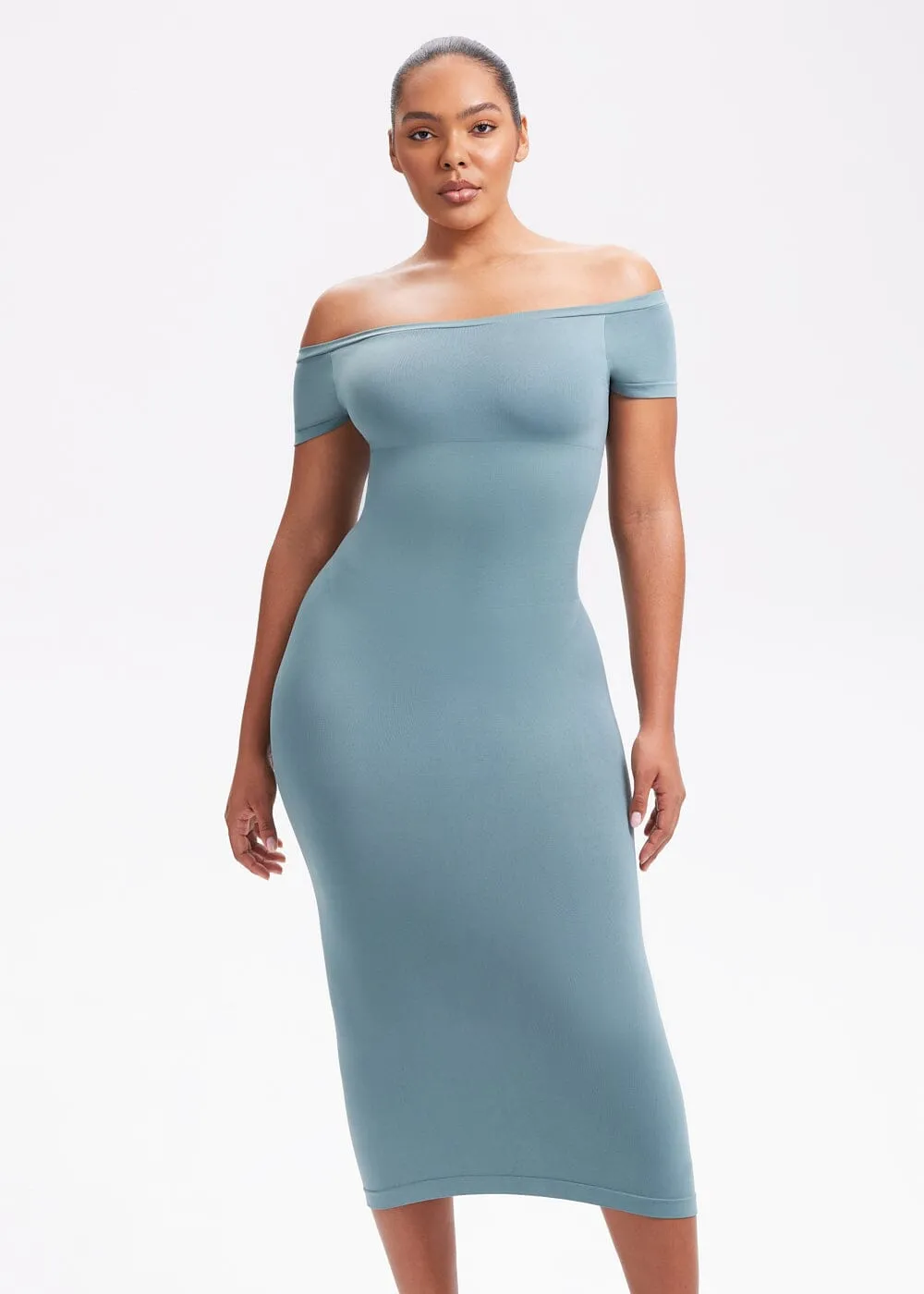 SnatchedKnit Off-Shoulder Midi Dress