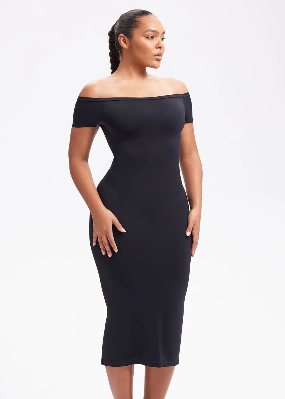 SnatchedKnit Off-Shoulder Midi Dress