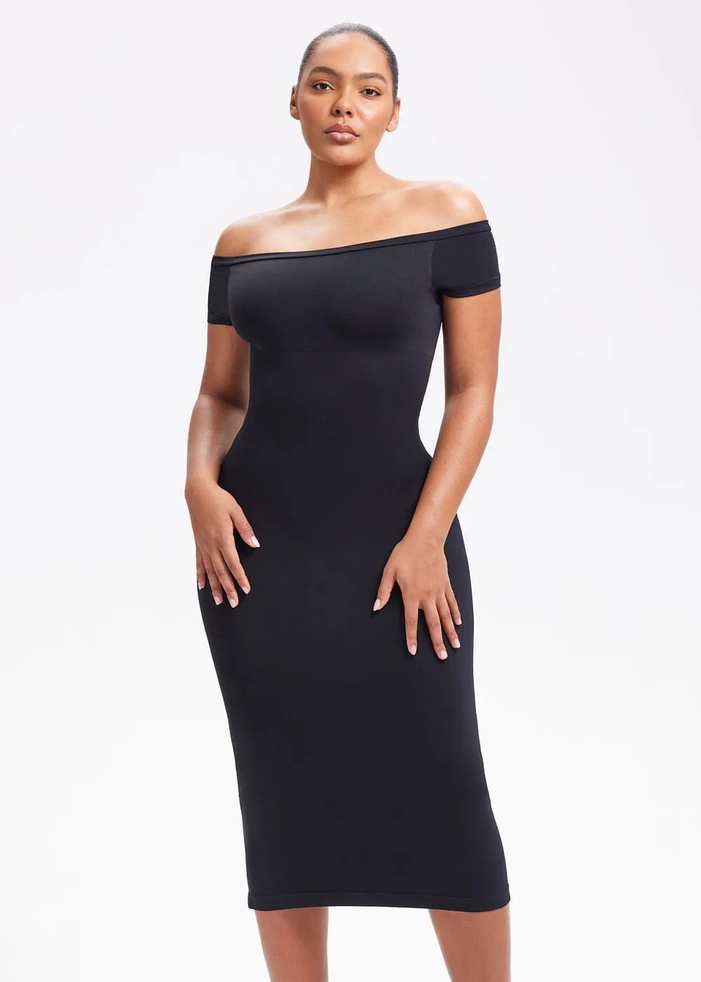 SnatchedKnit Off-Shoulder Midi Dress