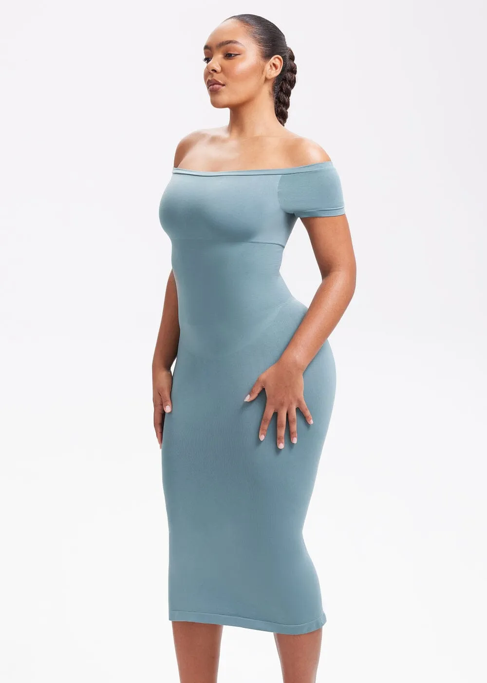 SnatchedKnit Off-Shoulder Midi Dress