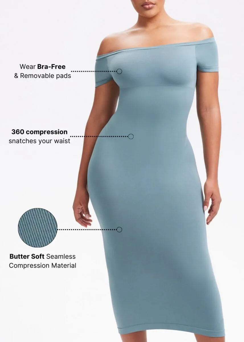 SnatchedKnit Off-Shoulder Midi Dress