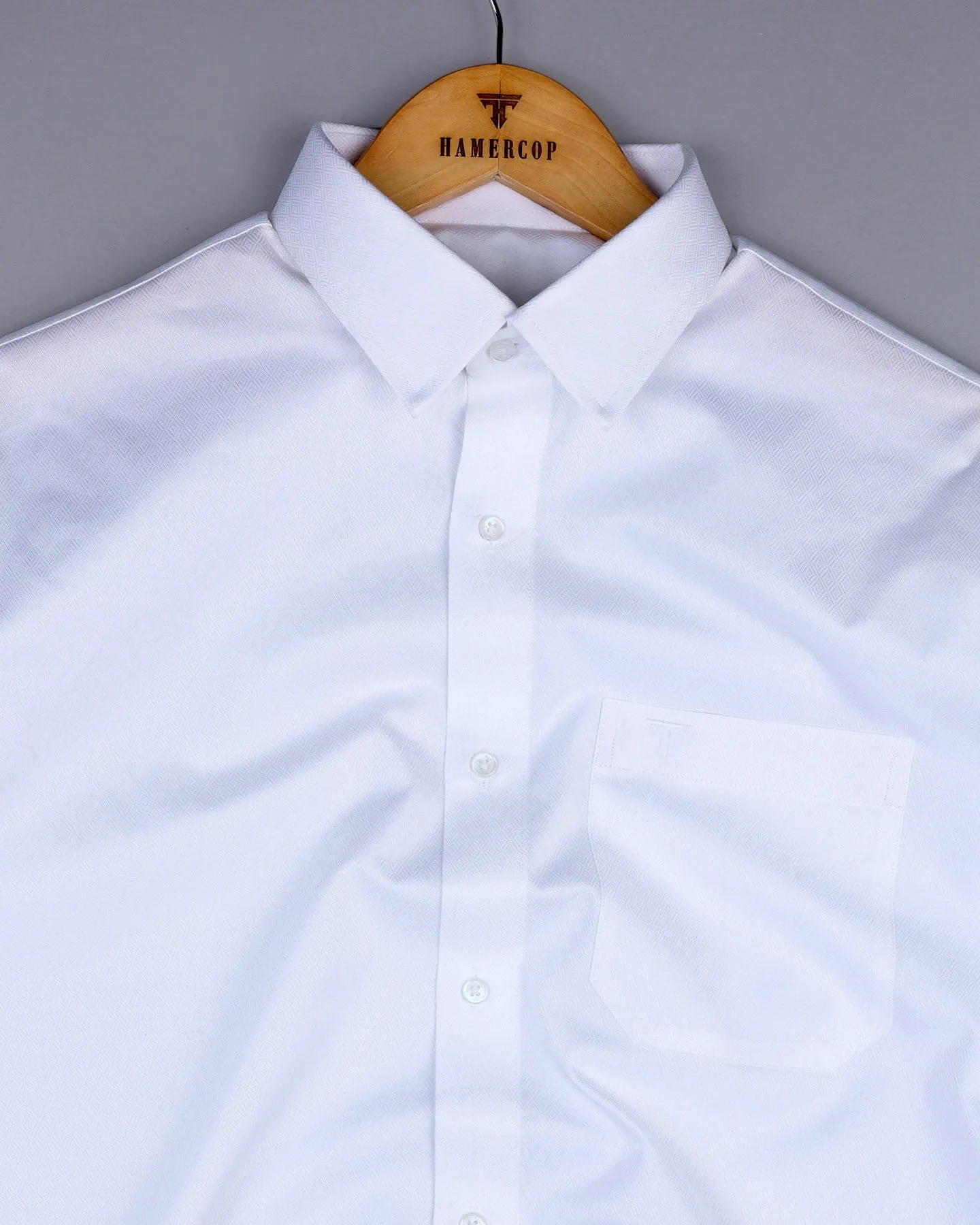Snowdrop White Diamond Texture Premium Giza Shirt