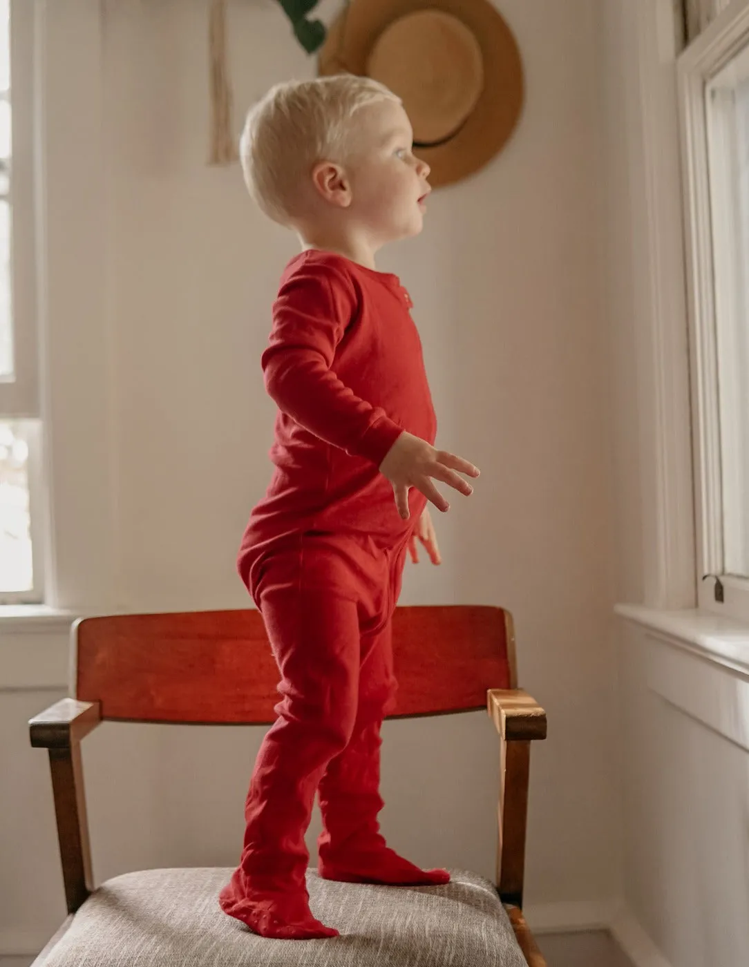 Solid Color Classic Footed Pajamas