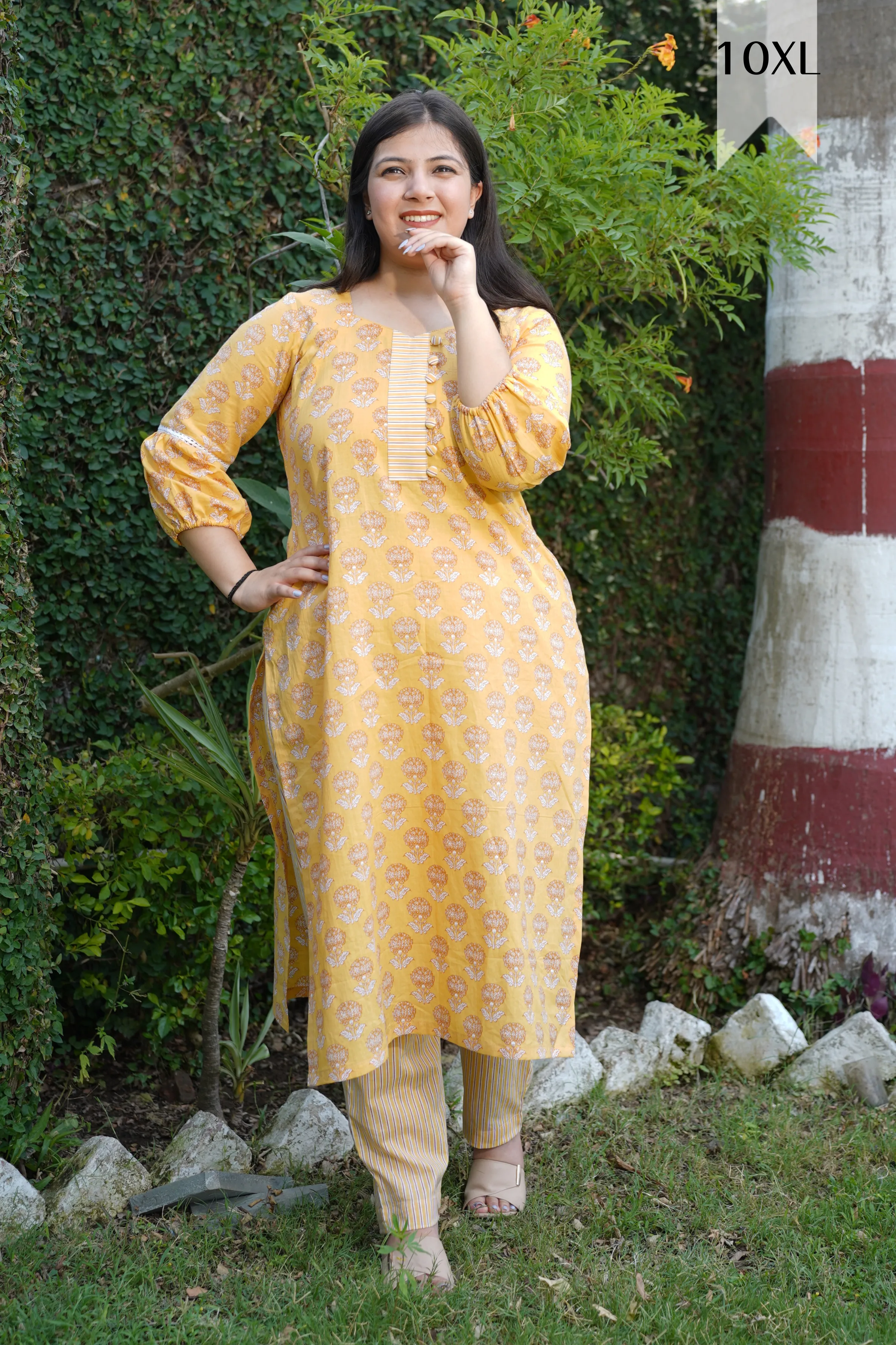 Subtle Glow Block Printed Suit Set