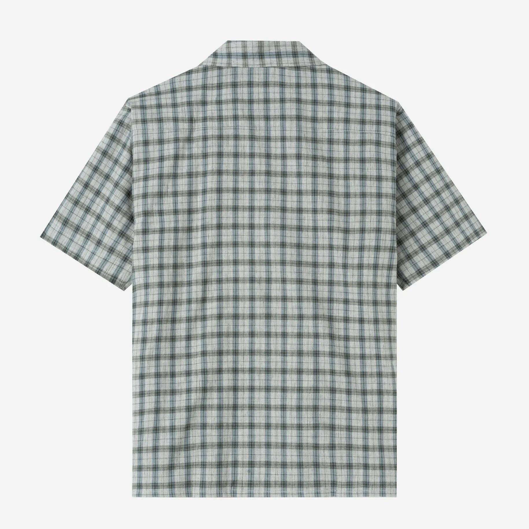 Sunny Vacation Short Sleeve Camp Collar Plaid Shirt - Grey