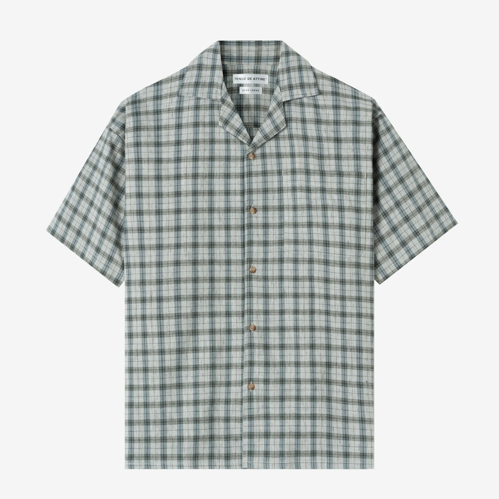 Sunny Vacation Short Sleeve Camp Collar Plaid Shirt - Grey