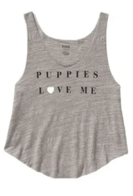 Victorias Secret PINK Puppies Love Me Print Crop Tank Top Xtra/Small