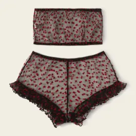Women's Bandeau Two Piece Sheer Lingerie
